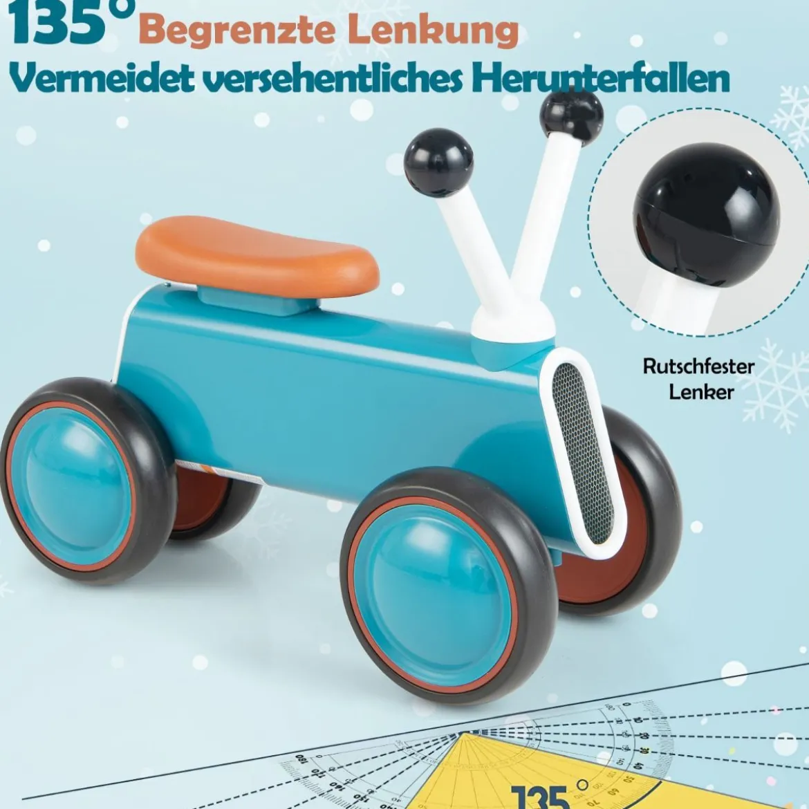 Baby-Laufrad für Kinder Sicheres Fahrspielzeug Lauflernhilfe 48 x 24,5 x 37 cm Blau