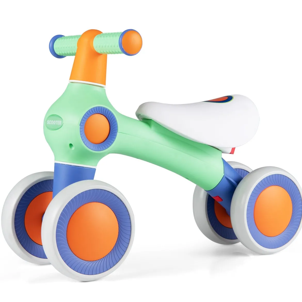 Baby Laufrad mit Verstellbarem Weichem Sitz & 4 Geräuschlose Räder ohne Pedale Grün