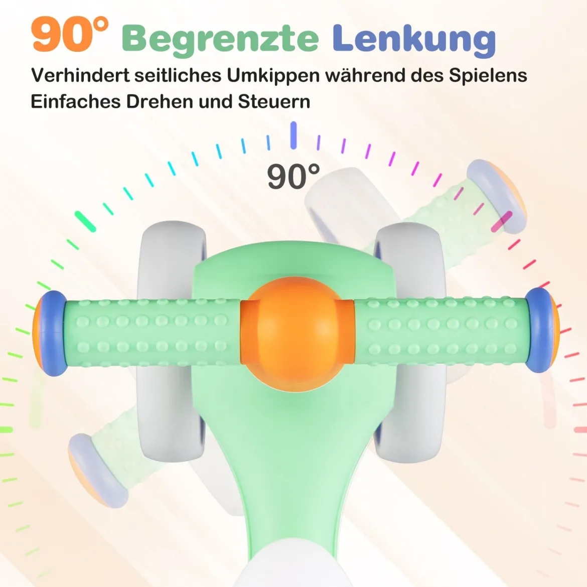 Baby Laufrad mit Verstellbarem Weichem Sitz & 4 Geräuschlose Räder ohne Pedale Grün