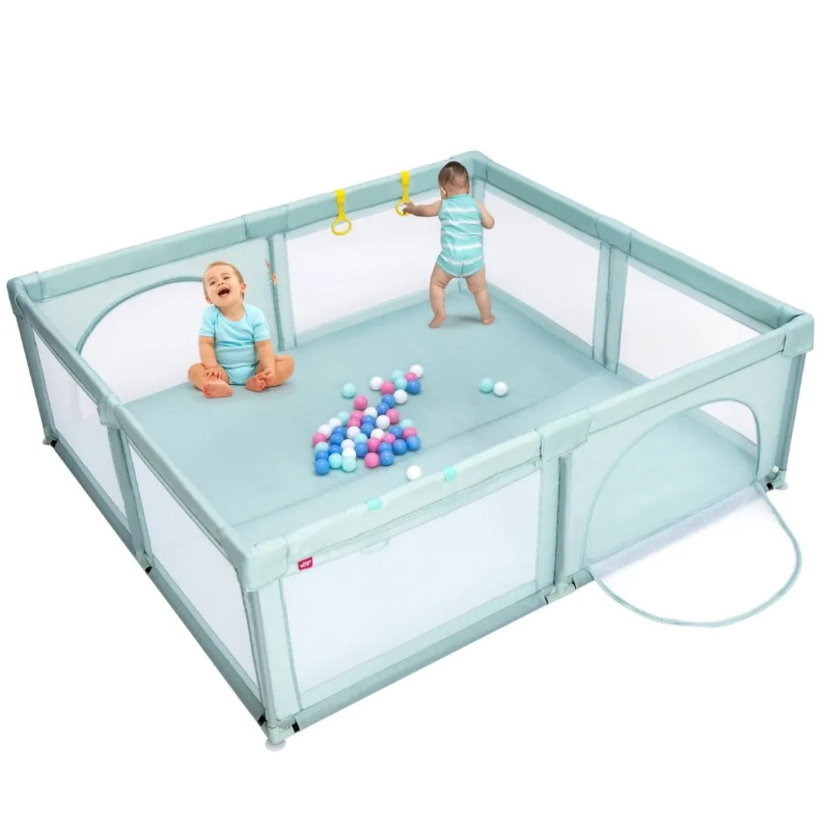 Baby-Laufstall für Kleinkinder mit 50 Spielbällen & Atmungsaktivem Netz Blau