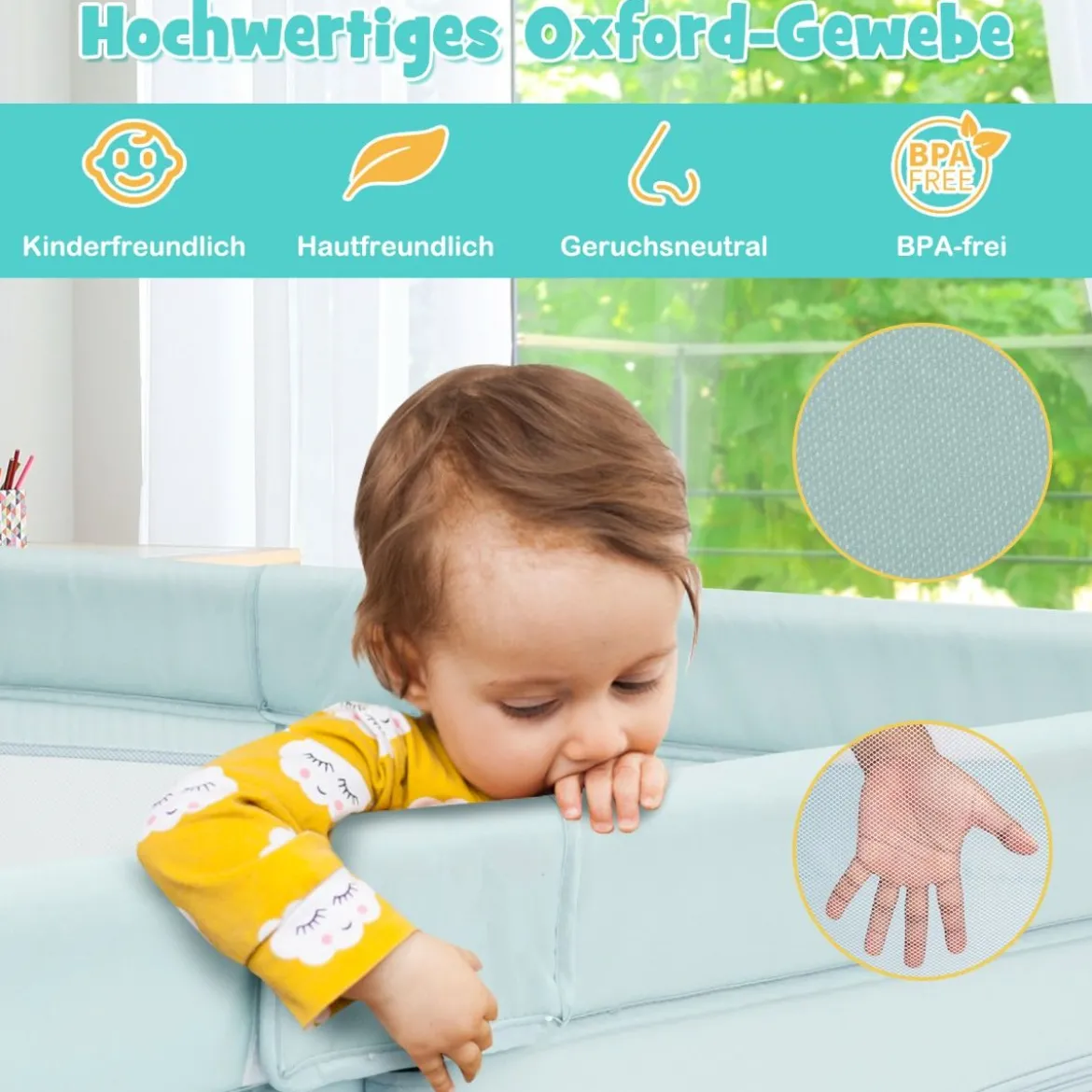 Baby-Laufstall für Kleinkinder mit 50 Spielbällen & Atmungsaktivem Netz Blau