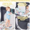 Baby Laufstall mit Matratze & 50 Spielbällen & 4 Zugringen & 4 Reißverschlusstür Dunkelgrau