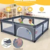 Baby Laufstall mit 50 Spielbällen Laufgitter mit Reißverschluss Dunkelgrau