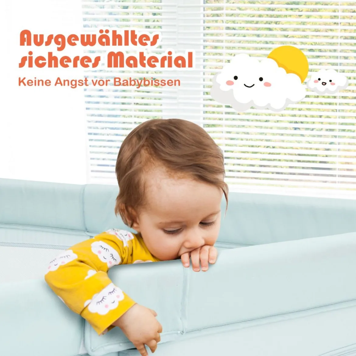 Baby Laufstall mit 50 Spielbällen Laufgitter mit Atmungsaktivem Netz Blau