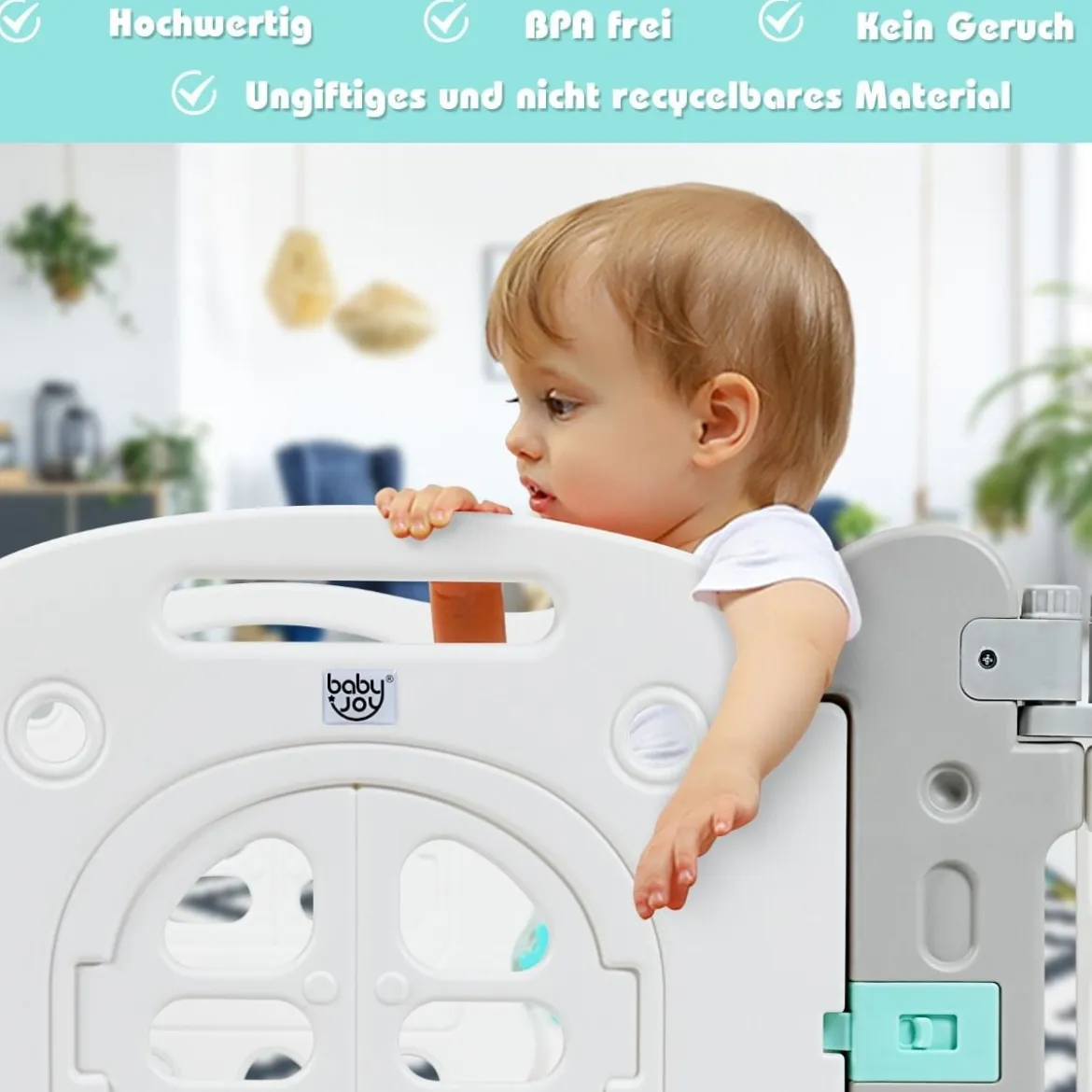 Baby-Laufstall 14 Teilen Klappbarer Kinder-Laufstall Aktivitätszentrum Laufstall mit Tisch und Bank