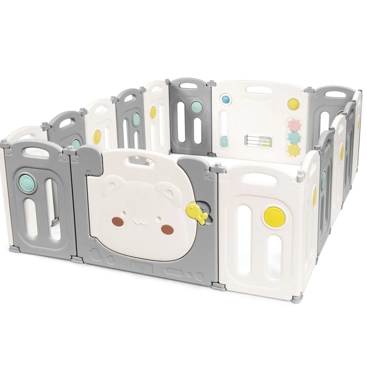 Baby-Laufstall 16-Teiligerklappbarer HDPE-Laufstall mit Sicherheitsschloss 150 x 187,5 x 63 cm