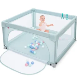Baby-Laufstall Tragbarer Laufstall mit Sicherheitstoren 120 x 120 x 68 cm Blau