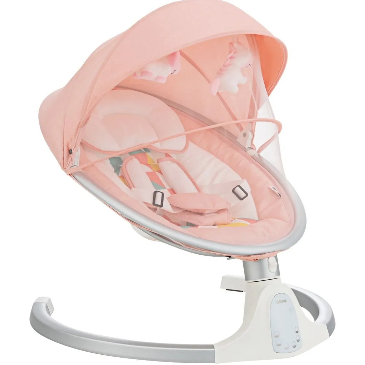 Babyschaukel 5-Fach Einstellbar Tragbare Babywippe mit Fernbedienung Rosa
