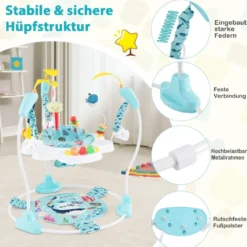 Baby Sky Jumperoo mit Verstellbaren Höhen & Spielzeuge & Spieluhr Lauflernhilfe