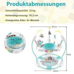 Baby Sky Jumperoo mit Verstellbaren Höhen & Spielzeuge & Spieluhr Lauflernhilfe