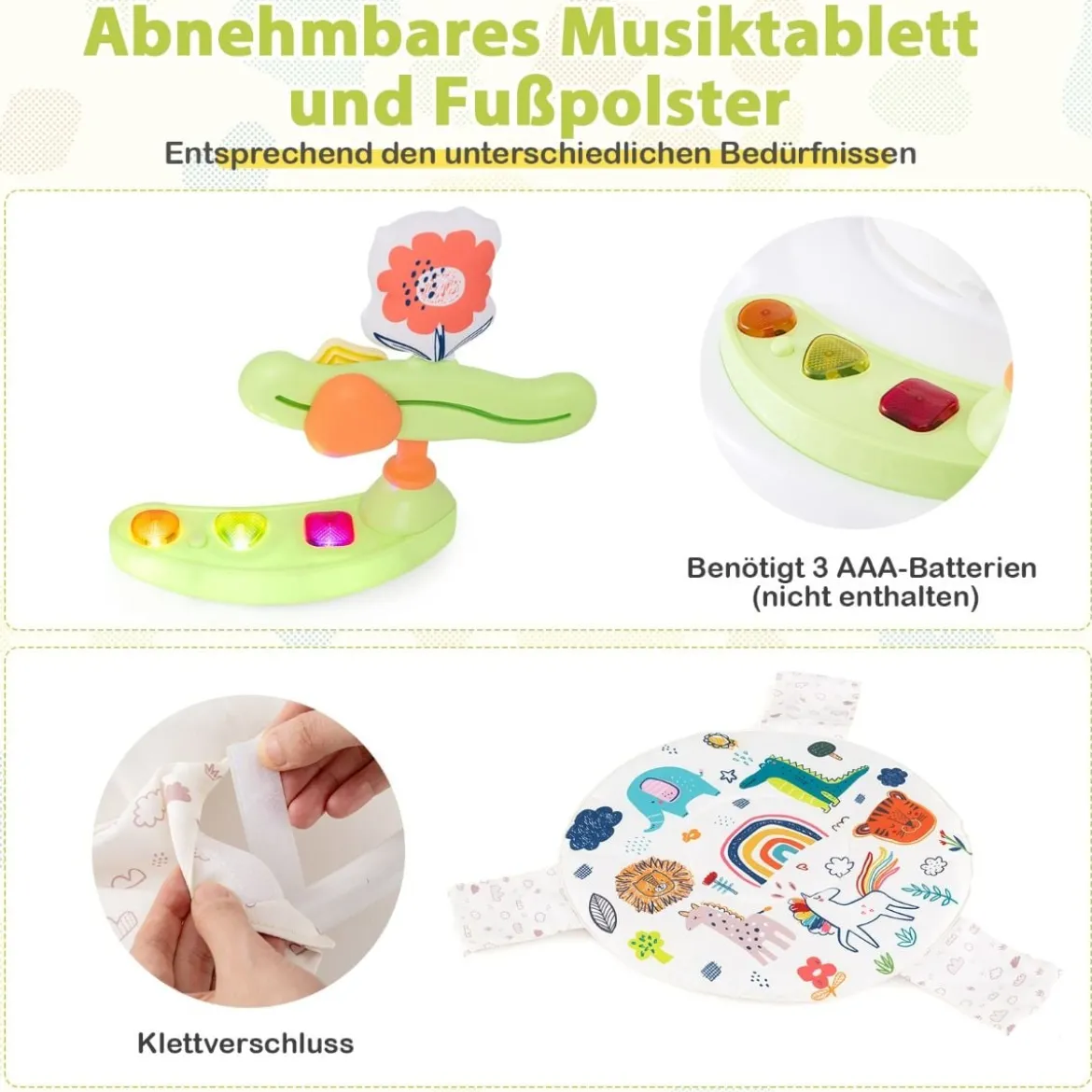 Baby Sky Jumperoo mit Verstellbaren Höhen & Spielzeuge & Spieluhr Lauflernhilfe