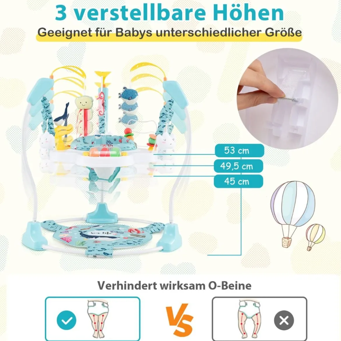 Baby Sky Jumperoo mit Verstellbaren Höhen & Spielzeuge & Spieluhr Lauflernhilfe