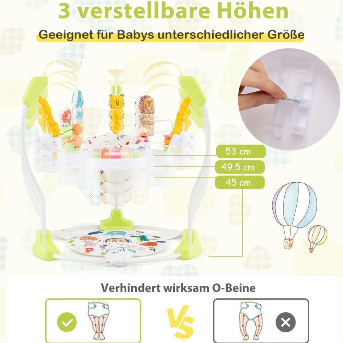 Baby Sky Jumperoo mit Verstellbaren Höhen & Spielzeuge & Spieluhr Lauflernhilfe