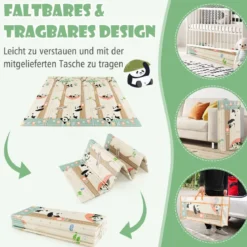 Baby Spielmatte faltbar Babymatte doppelseitig Krabbelmatte aus XPE Material Giraffe-Panda