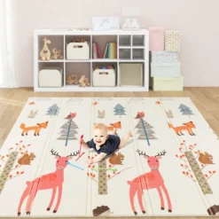 Baby Spielmatte faltbar Babymatte doppelseitig Krabbelmatte aus XPE Material Giraffe-hirsch