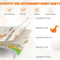 Baby Spielmatte faltbar Babymatte doppelseitig Krabbelmatte aus XPE Material Giraffe-hirsch