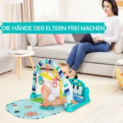 Baby-Spielmatte mit Musik & Lichtern für Neugeborene und Kleinkinder 78 x 60 x 42 cm Blau