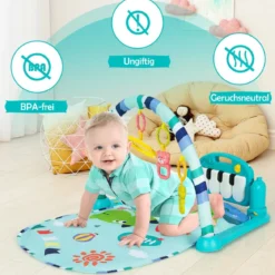 Baby-Spielmatte mit Musik & Lichtern für Neugeborene und Kleinkinder 78 x 60 x 42 cm Blau