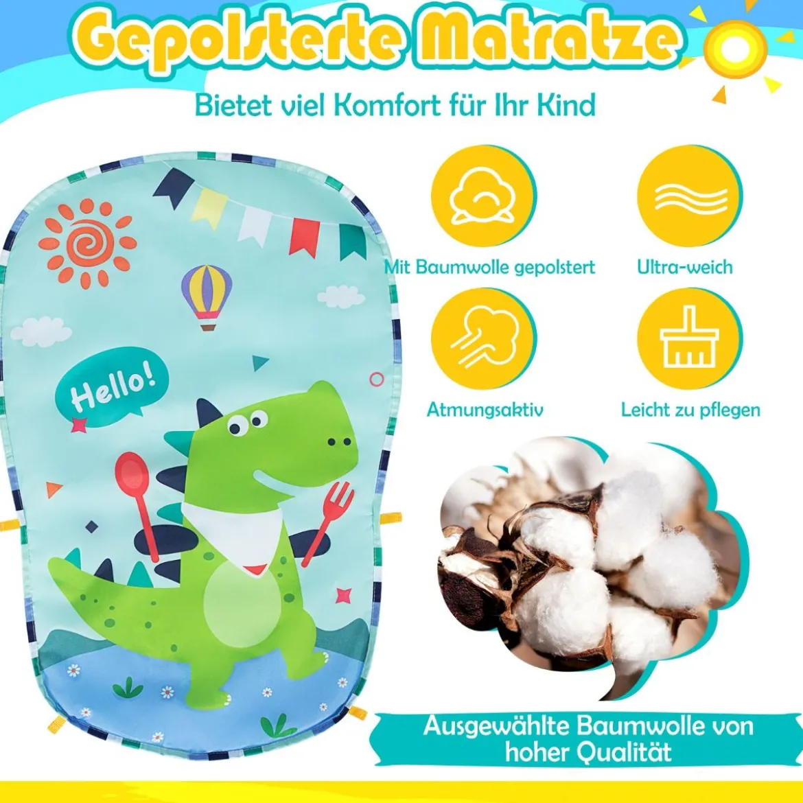 Baby-Spielmatte mit Musik & Lichtern für Neugeborene und Kleinkinder 78 x 60 x 42 cm Blau