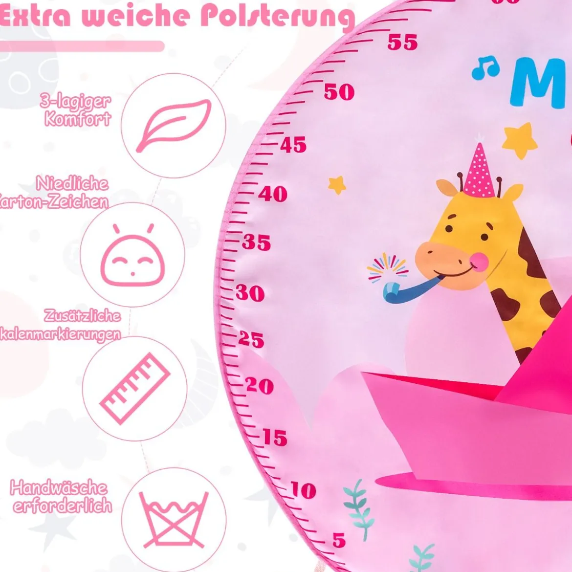 Baby-Spielmatte Musikalisches Klavier mit Lichtern Spielmatte 86 x 86 x 47 cm Rosa