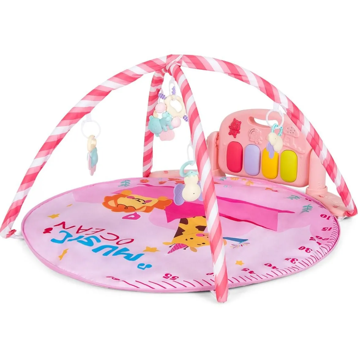 Baby-Spielmatte Musikalisches Klavier mit Lichtern Spielmatte 86 x 86 x 47 cm Rosa