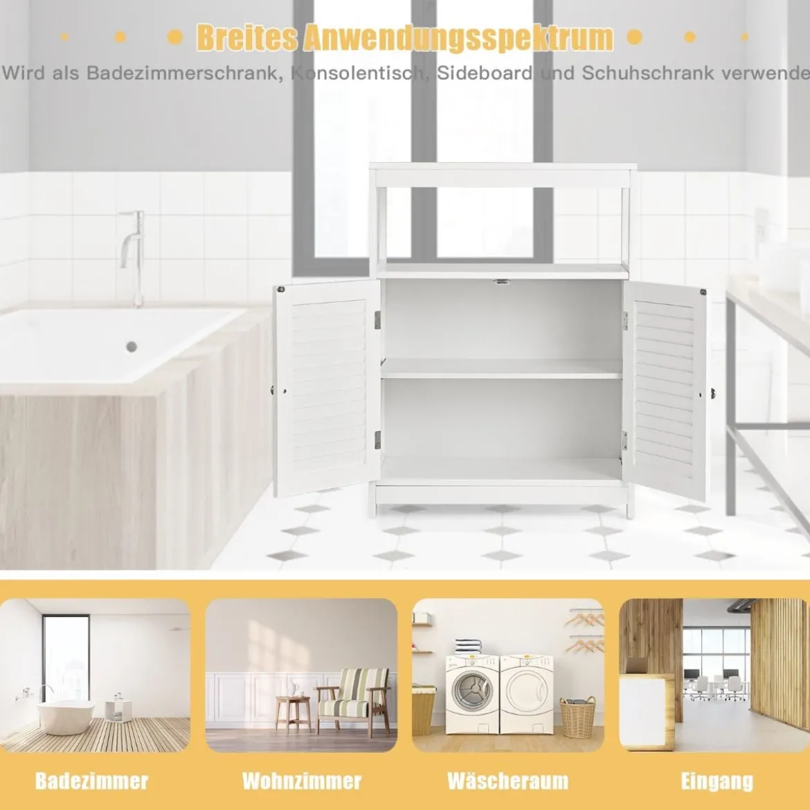 Badezimmer Bodenschrank Freistehender Aufbewahrungsschrank 60 x 30 x 80,5 cm Weiß