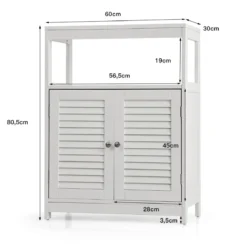 Badezimmer Bodenschrank Freistehender Aufbewahrungsschrank 60 x 30 x 80,5 cm Weiß