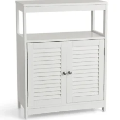 Badezimmer Bodenschrank Freistehender Aufbewahrungsschrank 60 x 30 x 80,5 cm Weiß