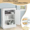 Badezimmer Kommode mit 2 Verstellbaren Ablagen Badezimmerschrank Holz 60 x 32 x 81 cm Weiß