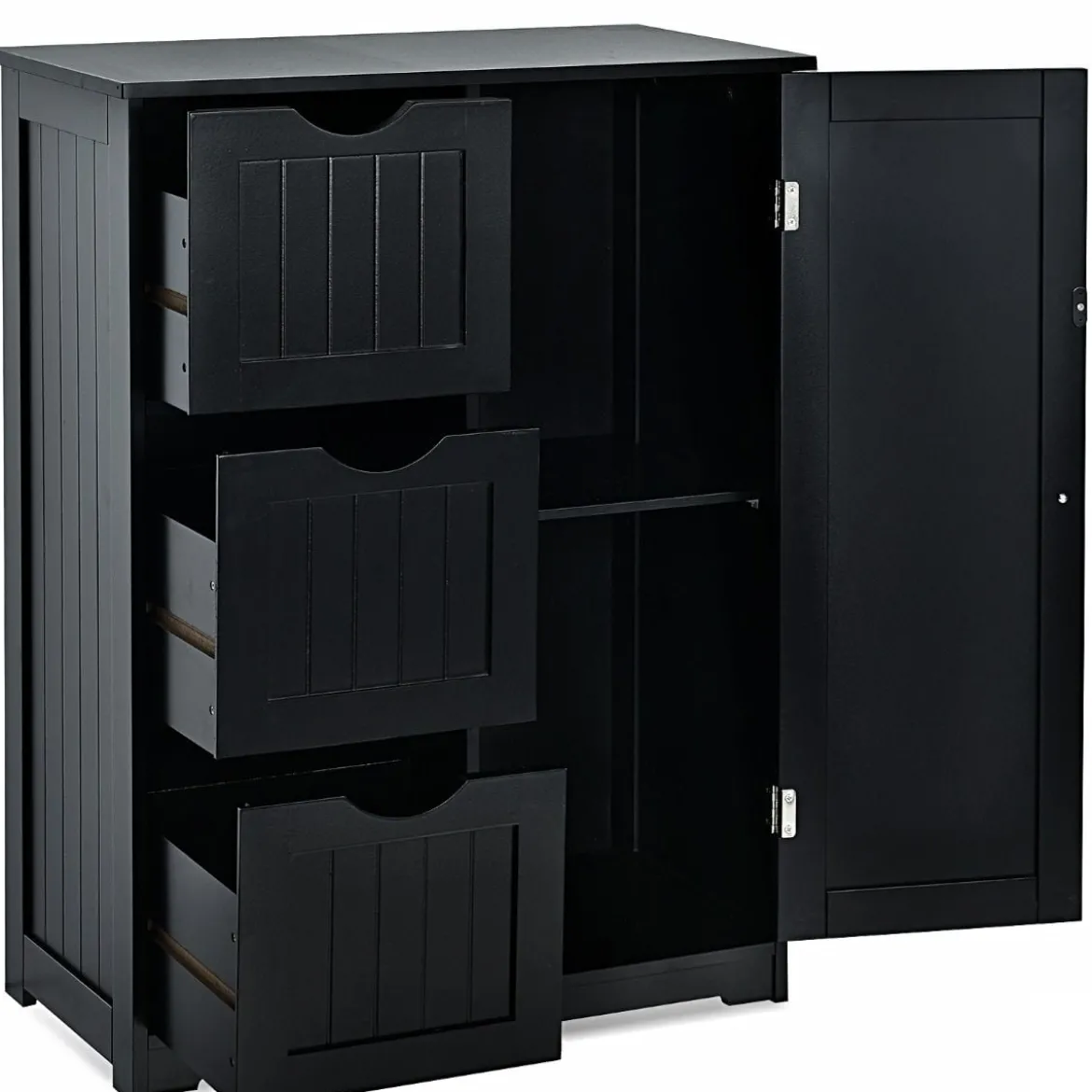 Badezimmerschrank Aufbewahrungsschrank mit 3 Schubladen 60 x 30 x 81 cm Schwarz/Grau/Weiß