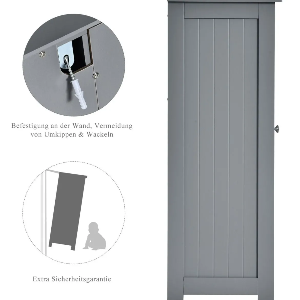 Badezimmerschrank Aufbewahrungsschrank mit 3 Schubladen 60 x 30 x 81 cm Schwarz/Grau/Weiß