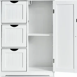Badezimmerschrank Aufbewahrungsschrank mit 3 Schubladen 60 x 30 x 81 cm Schwarz/Grau/Weiß