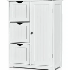 Badezimmerschrank Aufbewahrungsschrank mit 3 Schubladen 60 x 30 x 81 cm Schwarz/Grau/Weiß
