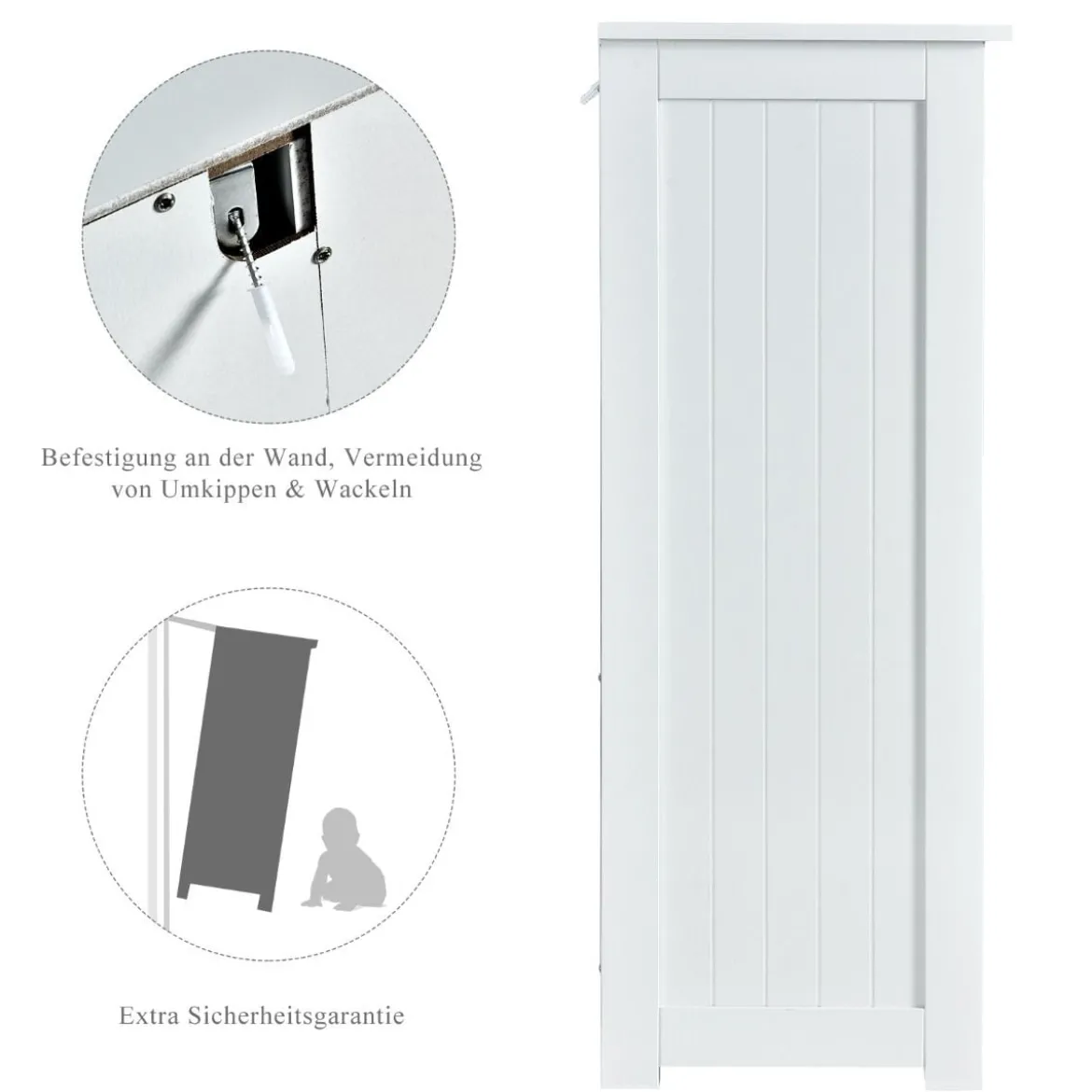 Badezimmerschrank Aufbewahrungsschrank mit 3 Schubladen 60 x 30 x 81 cm Schwarz/Grau/Weiß