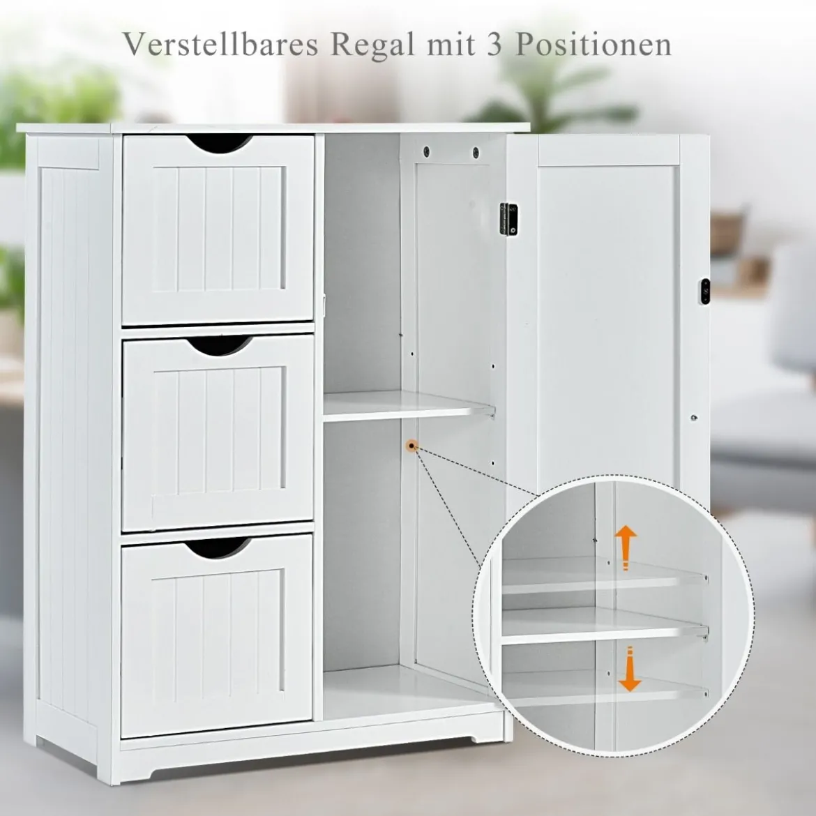 Badezimmerschrank Aufbewahrungsschrank mit 3 Schubladen 60 x 30 x 81 cm Schwarz/Grau/Weiß