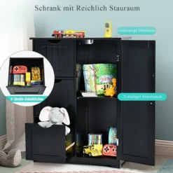 Badezimmerschrank Aufbewahrungsschrank mit 3 Schubladen 60 x 30 x 81 cm Schwarz/Grau/Weiß