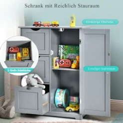 Badezimmerschrank Aufbewahrungsschrank mit 3 Schubladen 60 x 30 x 81 cm Schwarz/Grau/Weiß