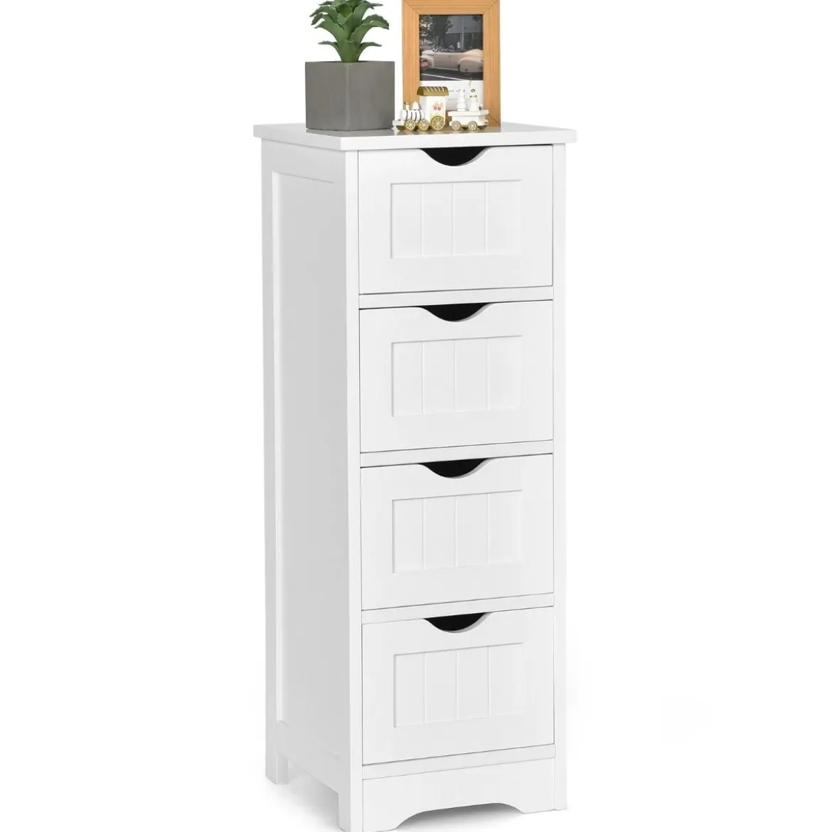 Badezimmerschrank aus Holz mit 4 Schubladen Badkommode 30 x 30 x 82 cm Weiß