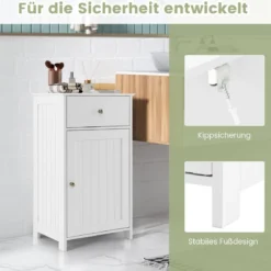 Badezimmerschrank Badschrank schmal mit Schublade & Tür 43 x 34 x 77 cm Schwarz/Weiß