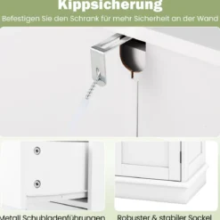 Badezimmerschrank Badschrank mit Schublade Türen & verstellbarem Regal Kommode Holz für Badezimmer 56 x 30 x 80cm Weiß