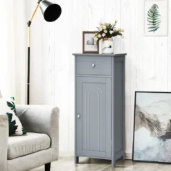 Badezimmerschrank Badschrank mit 1 großen Schublade & 2 verstellbaren Regale Grau