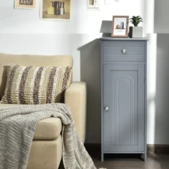 Badezimmerschrank Badschrank mit 1 großen Schublade & 2 verstellbaren Regale Grau