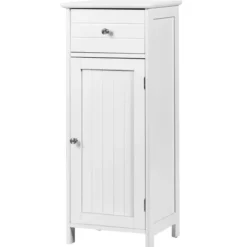 Badezimmerschrank Eintüriger Bodenschrank mit Große Schublade 35 x 30 x 87,5 cm Weiß