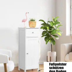 Badezimmerschrank Eintüriger Bodenschrank mit Große Schublade 35 x 30 x 87,5 cm Weiß