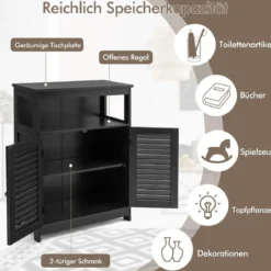 Badezimmer Schrank freistehender Badschrank Aufbewahrungsschrank Grau/Schwarz/Weiß