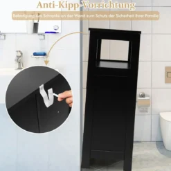 Badezimmer Schrank freistehender Badschrank Aufbewahrungsschrank Grau/Schwarz/Weiß