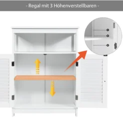 Badezimmer Schrank freistehender Badschrank Aufbewahrungsschrank Grau/Schwarz/Weiß