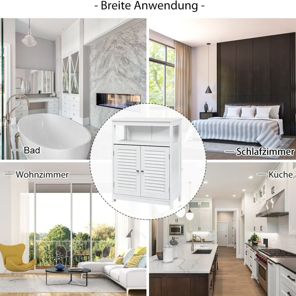 Badezimmer Schrank freistehender Badschrank Aufbewahrungsschrank Grau/Schwarz/Weiß