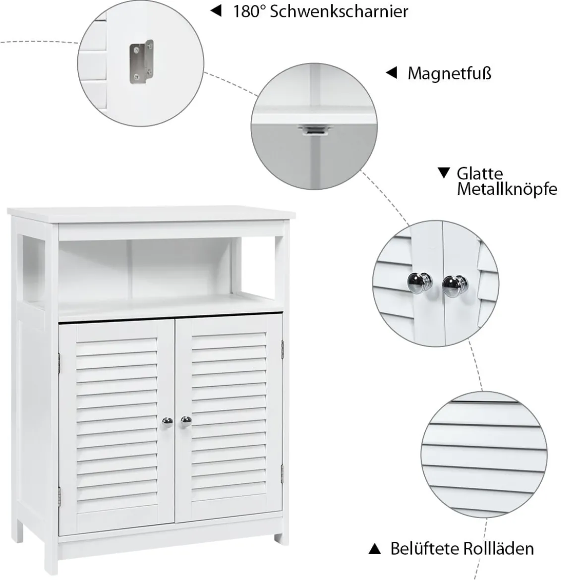 Badezimmer Schrank freistehender Badschrank Aufbewahrungsschrank Grau/Schwarz/Weiß
