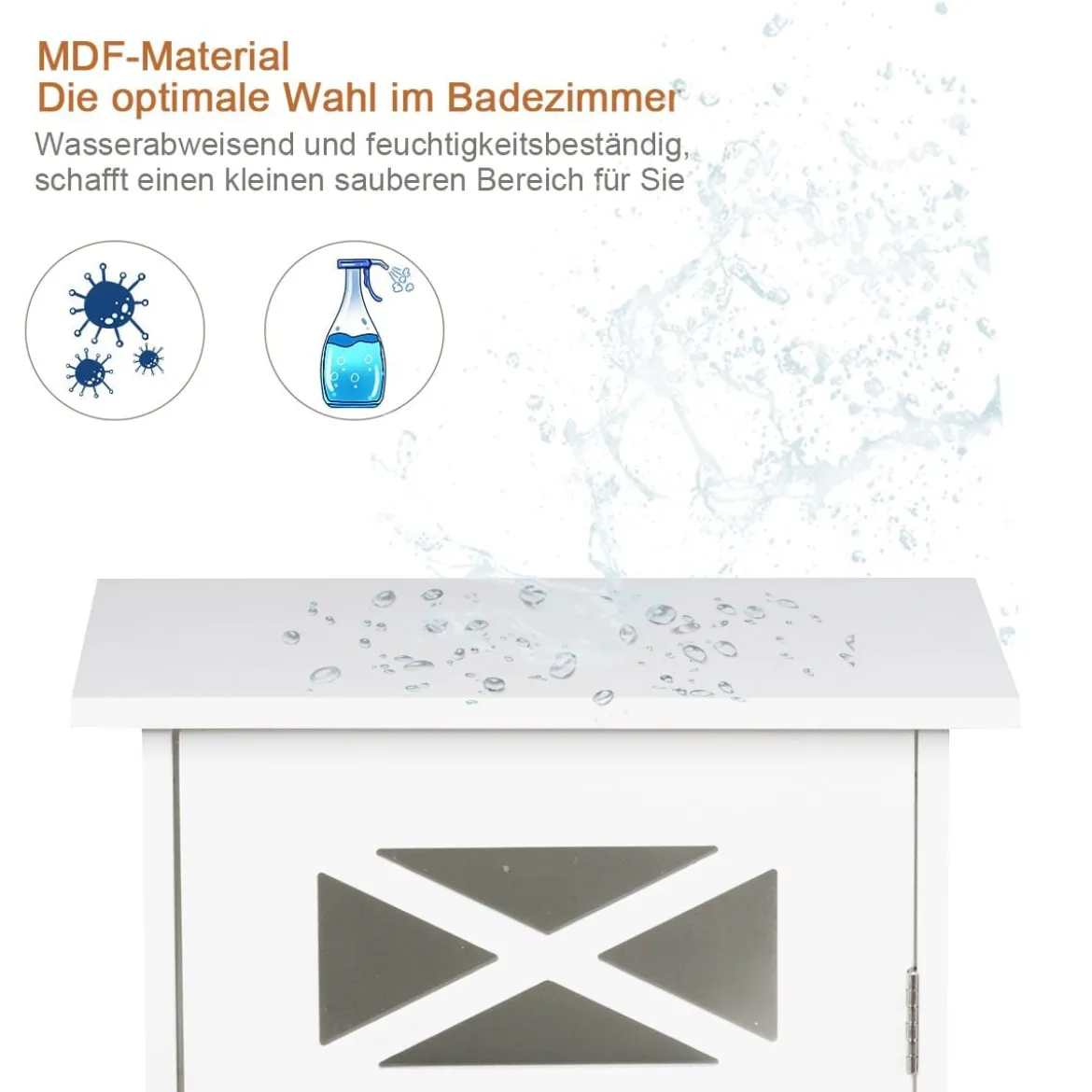 Badezimmerschrank freistehendes Sideboard mit Tür 38 x 30 x 81 cm Weiß